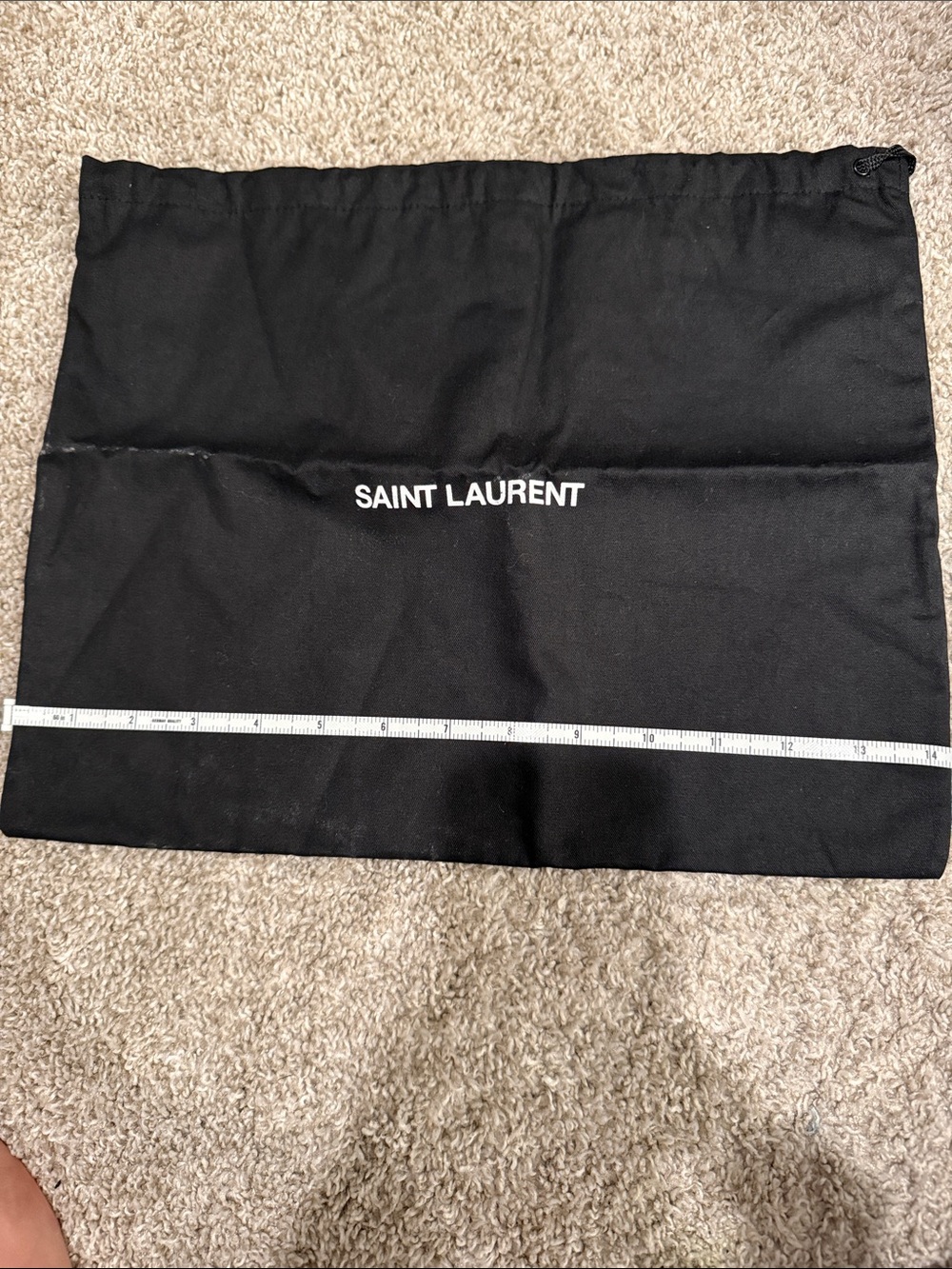 Saint Laurent Black Drawstring Fabric Pouch with White Logo